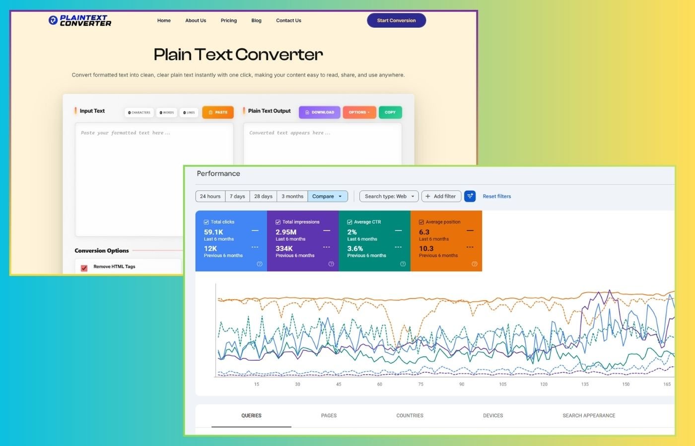 PlainTextConverter SEO tool growth screenshot placeholder