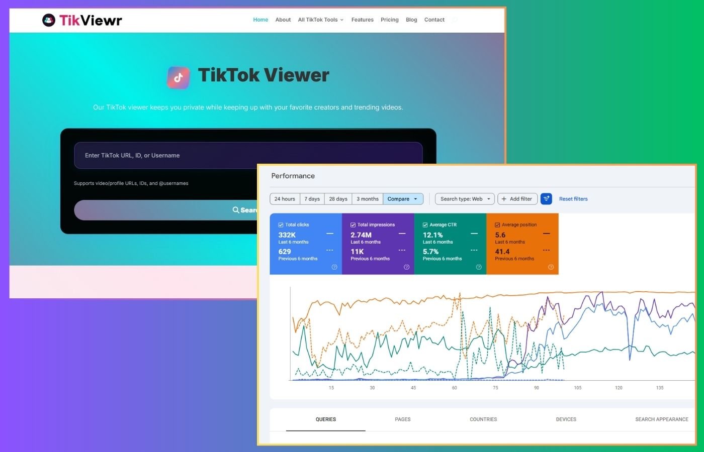 TikViewr SEO ranking dashboard screenshot placeholder